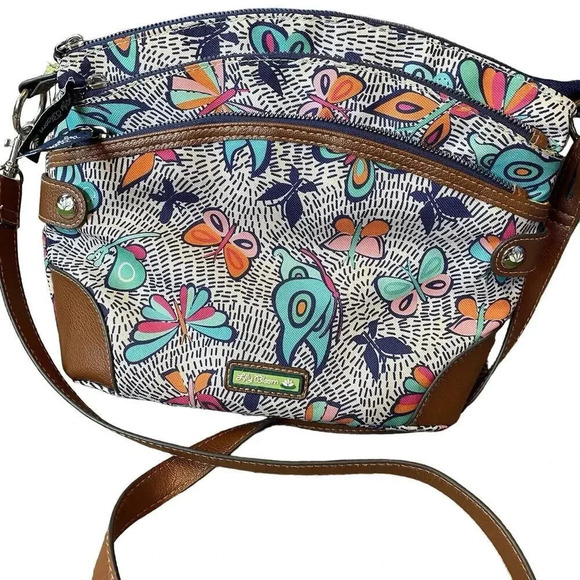 Lily Bloom Handbags - Lily Bloom Purse Crossbody Bag Night Flight Butterfly Zipper Multiple Pockets